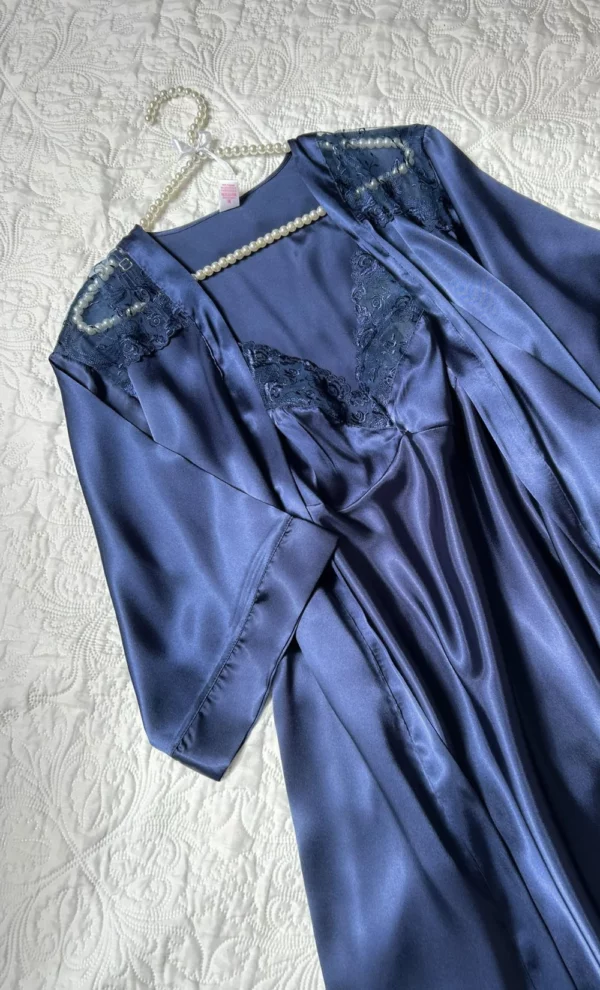 La Mystérieuse - Ensemble peignoir nuisette grande taille en satin