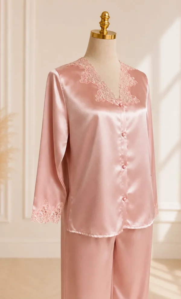 pyjama-satin-rose-dentelle